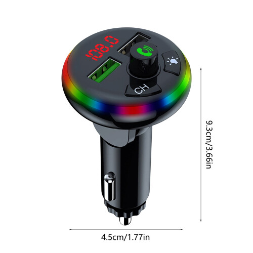 Bluetooth FM Transmitter for Car with LED Display and 2