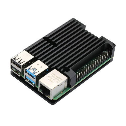 Raspberry Pi 4B/3B aluminum housing with dual cooling fans