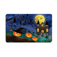 Halloween-gulvmatte med hodeskalle- og blodavtrykk, skremmende tema - kompatibel med Ympuoqn-dekorasjoner, innendørs og utendørs bruk