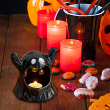 Sfeșnic ceramică cu fantome de Halloween, 1 bucată