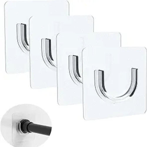 Selbstklebende Duschstangenhalter, transparent, 4 Stück 1