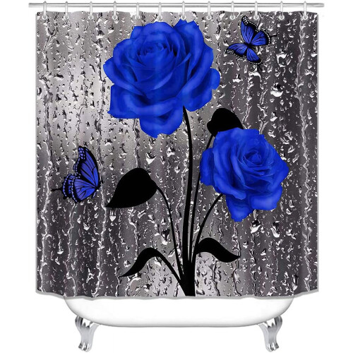 Sprchový záves Raindrops Teal Rose, sada 4 ks 1