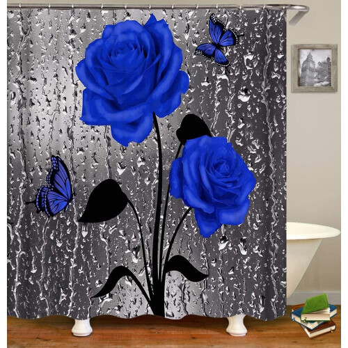 Sprchový záves Raindrops Teal Rose, sada 4 ks 2