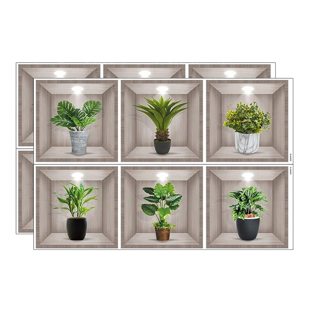 Yakbaofuo 3D Flower Vase Wall Sticker Natural Green Leaf 969218209714