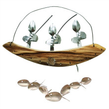 Carillon éolien Yakbaofuo, sculpture de pêcheur et de cuillère, carillon éolien, bateau, pêche