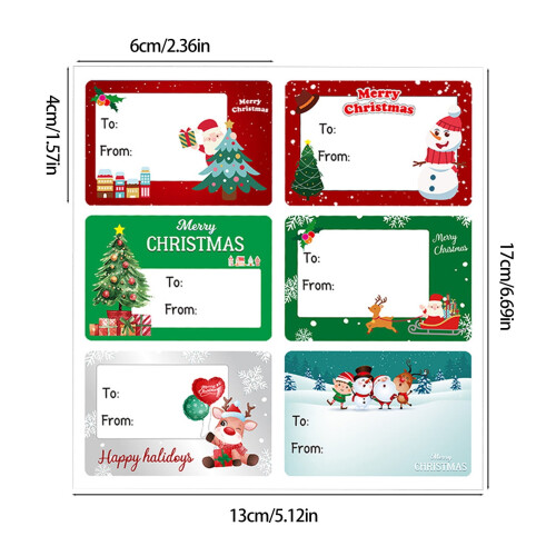 Kerstcadeaulabelstickers met naamlabels (6 stuks) 2