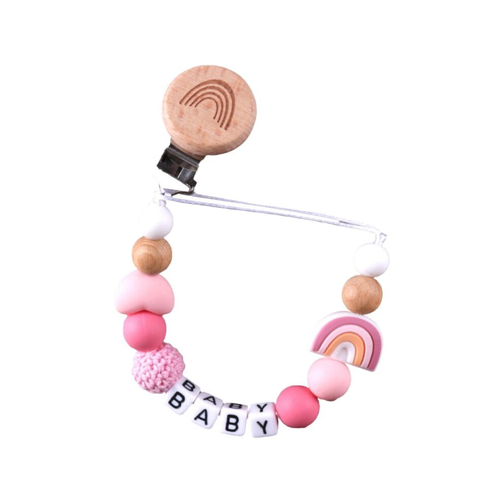 Rainbow Beech Wood Pacifier Clip Chain 1pc