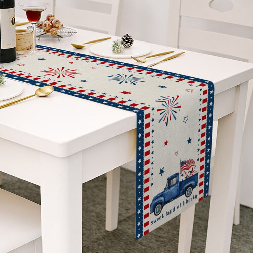 Bordløper med amerikansk flagg, jute, 70 tommer 2