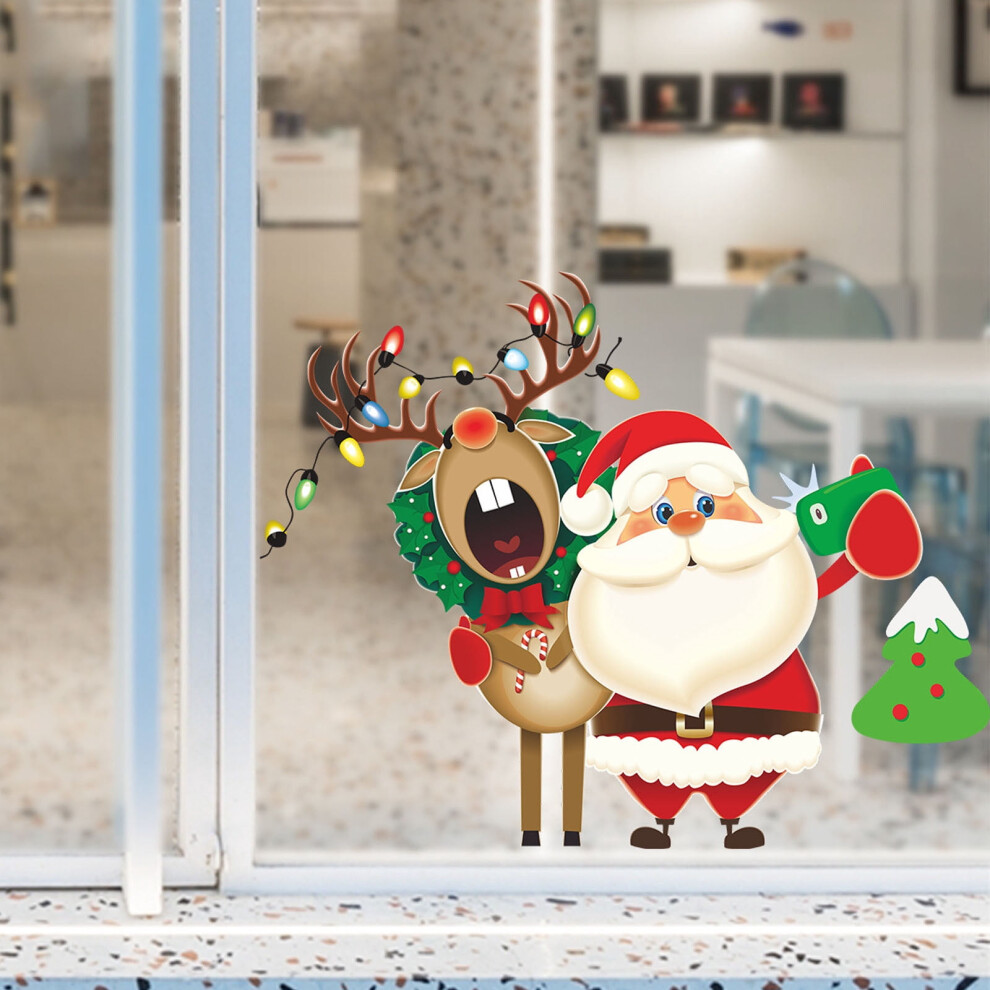 Christmas Window Clings: Santa, Deer, Tree Ornaments 969218218563