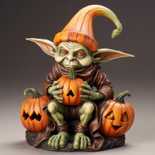 Statuetta di gnomo di Halloween con zucca luminosa, in resina, 1 pezzo