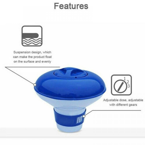 Dispensador flutuante de cloro para piscina, compatível com pastilhas de 1" e 3". 2