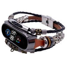 Viflosae Mi 6 replacement leather-beaded bracelet strap