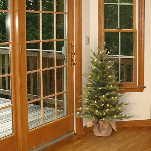 Pre-Lit Tabletop Christmas Tree LED 2ft Burlap Base 2