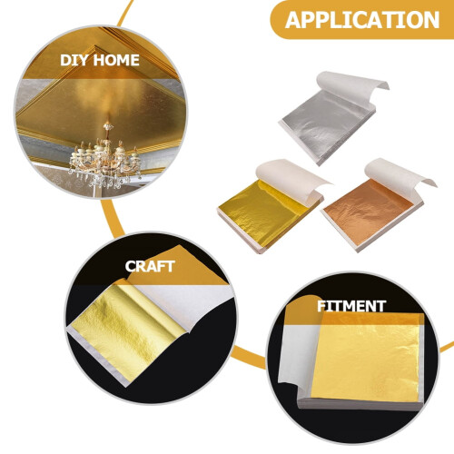 Metallic Foil Flakes Imitation Gold Leaf 300 Sheets 1