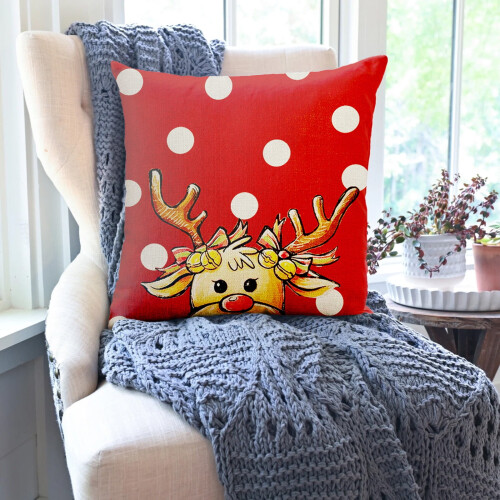 Capa de almofada natalina com estampa de floco de neve, 45x45 cm (18x18 polegadas)