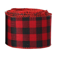 Reduceri de Crăciun! Panglică din pânză de sac cu sârmă, în carouri roșii și negre, 5cm x 5m, pentru meșteșuguri, decorațiuni, funde