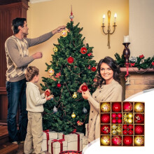 Offres du Cyber Monday 2024 : Viflosae Lot de 44 boules de Noël colorées à suspendre - Décorations pour sapin, fêtes et intérieur