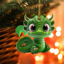 Colgante navideño de dinosaurio verde, adorno de 1 pieza