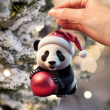 Maisiú crann aicrileach crochta panda Nollag