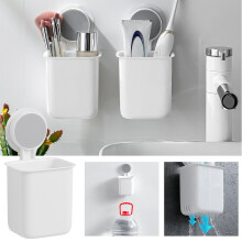 Offres du Cyber Monday 2024 : Organisateur mural de brosses à dents Viflosae, gobelets de rangement pour salle de bain, étagère cosmétique sans