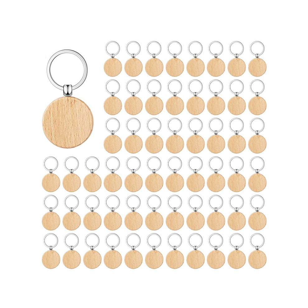 200 Pieces Blank Wooden Key Tag Key Engraving Blanks Unfinished Wood Keychain Key Ring Key Tags For Diy Crafts,Round 4711089268408