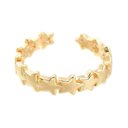 Brass Cuff Rings Gold Plated 5 pcs Size 6 1