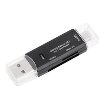 Lettore OTG da USB-C a Micro USB per schede TF e SD, colore nero