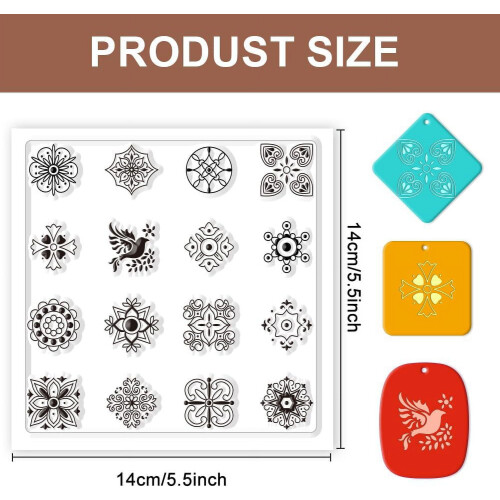 Boho polymer clay texture sheet 5.5x5.5 inch silicone mat 1