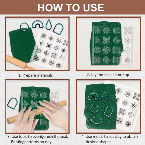 Boho polymer clay texture sheet 5.5x5.5 inch silicone mat 2