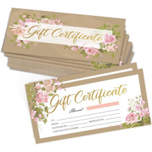 Rose Blank Gift Certificates with Envelopes 40 pcs 6.63 x