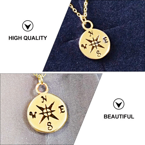 Compass Necklace Stainless Steel Unisex Initial Pendant 1