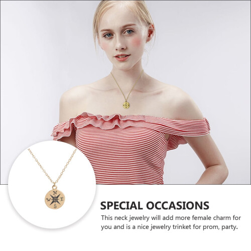 Compass Necklace Stainless Steel Unisex Initial Pendant 2