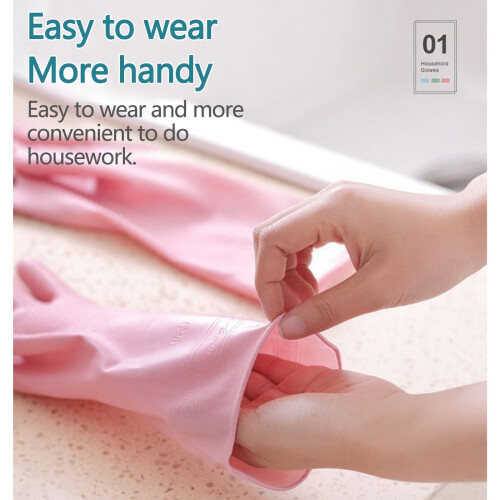 Reusable Dishwashing Gloves Thick Non-Slip Rubber 1 Pair 2
