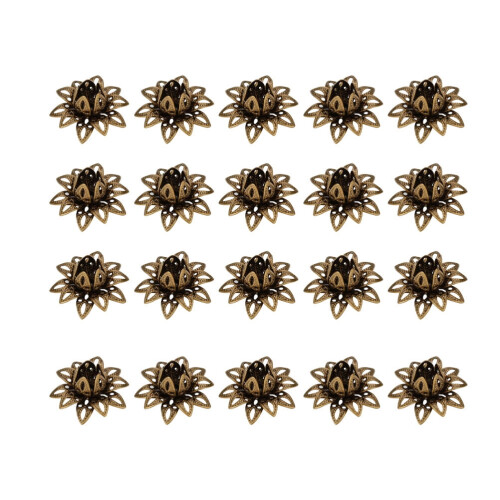 Flower Bead Caps Ancient Green 20pcs