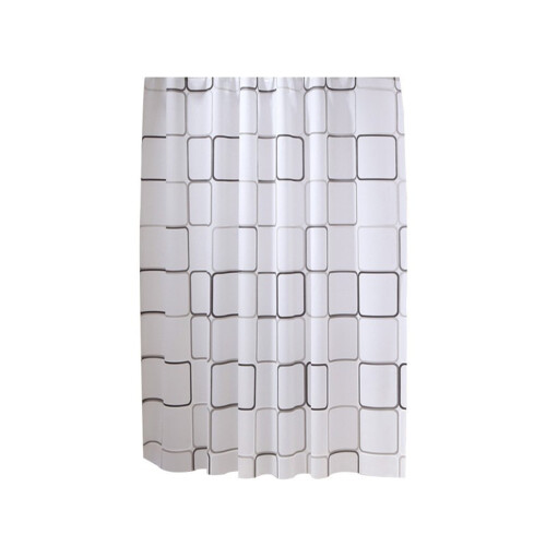 Shower Curtain Set with Hooks Black White Fabric 16 pcs 1