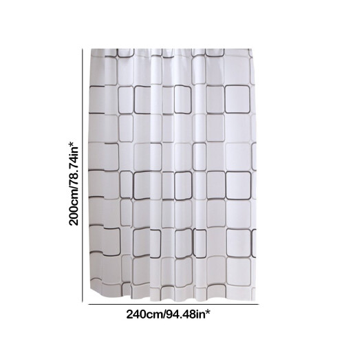 Shower Curtain Set with Hooks Black White Fabric 16 pcs 2