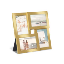 Photo Frame Collage - Wood - Pale Gold - 4-Window Design for 4x6 Photos