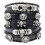 Handmade Beaded Leather Bracelet Set Skull Design Black 1