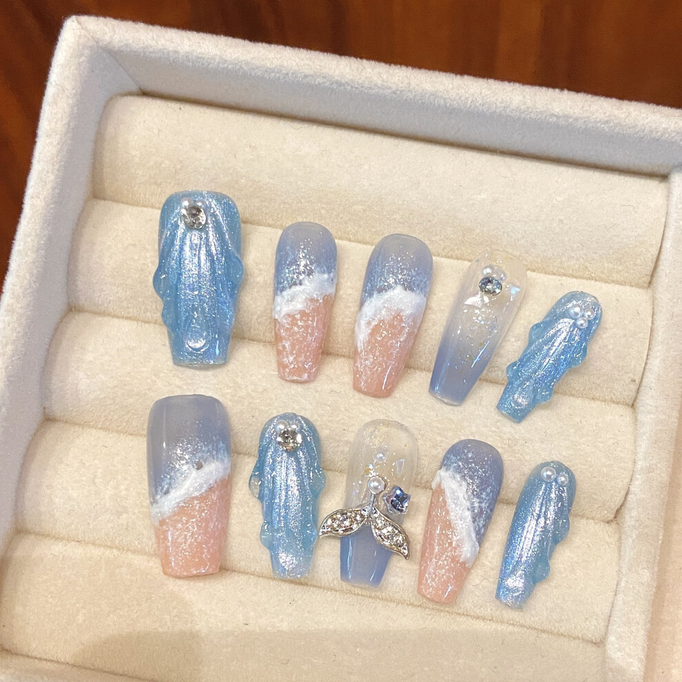 Pink Press-on Nails Y2K Star Moon Design 10 pcs