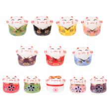 12 adorabili perline in ceramica a forma di gatto con foro grande, accessori fai da te