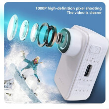 Tragbare Magnetische Action-Kamera mit Magnetischem Ständer, 2K HD, IP65 Wasserdicht, Lange Akkulaufzeit für Outdoor-Sportarten, Weiß