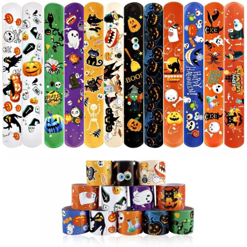 Halloween Slap Bracelets Assorted Designs 48 Pcs