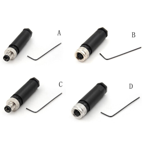 M8-Sensorstecker, männlich/weiblich, Gewinde, Typ A, 3-polig oder 4-polig. 2