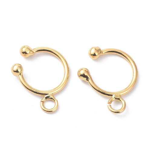 Brass ear cuff with loop 18K gold plated 1
