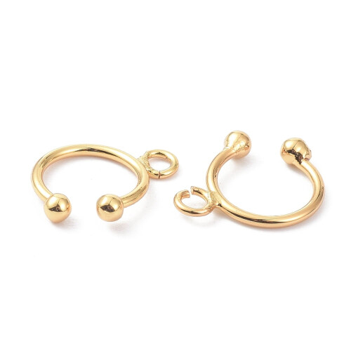 Brass ear cuff with loop 18K gold plated 2
