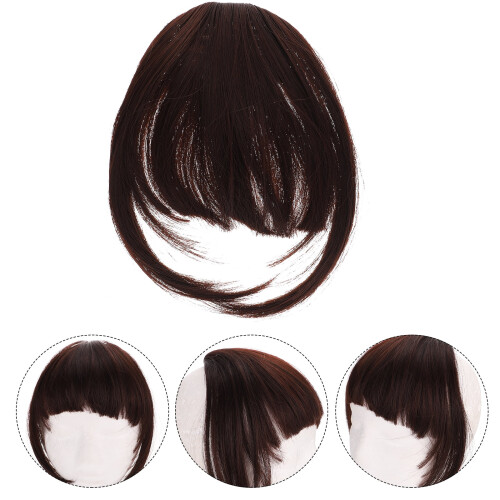 Flequillo postizo de cabello humano, color marrón oscuro. 1