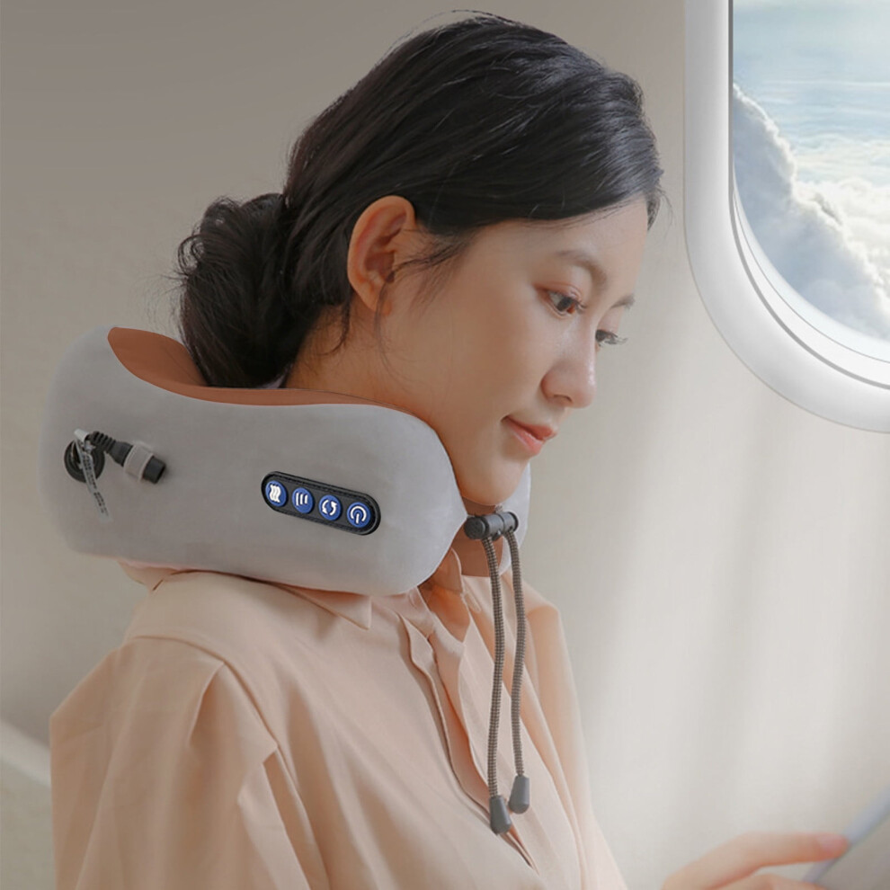 U-Shaped Memory Foam Travel Pillow with Electric Massager