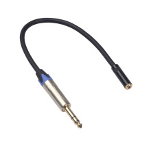 Kabel audio stereo 6,35 mm męski na 3,5 mm żeński 0,3 m czarny