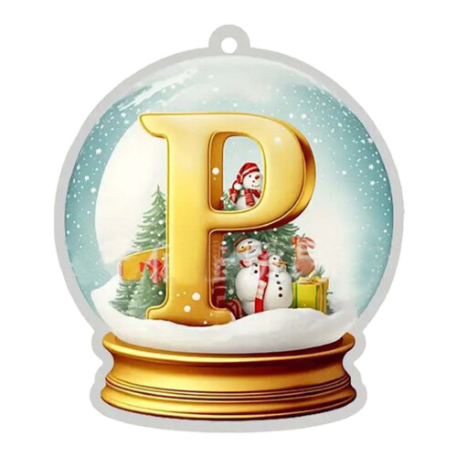 Yellow Crystal Acrylic Christmas Tree Letter Ornament Set 1