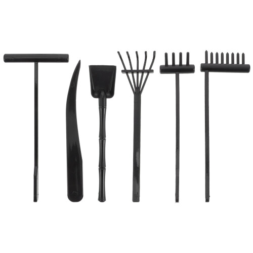 Mini ensemble de râteaux pour jardin zen noir, 6 pièces